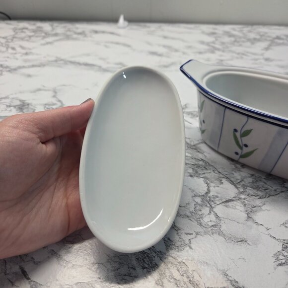 Butter Boat Cook Street Inc. Oval Boat With Insert / Lid Floral Striped - Picture 10 of 12